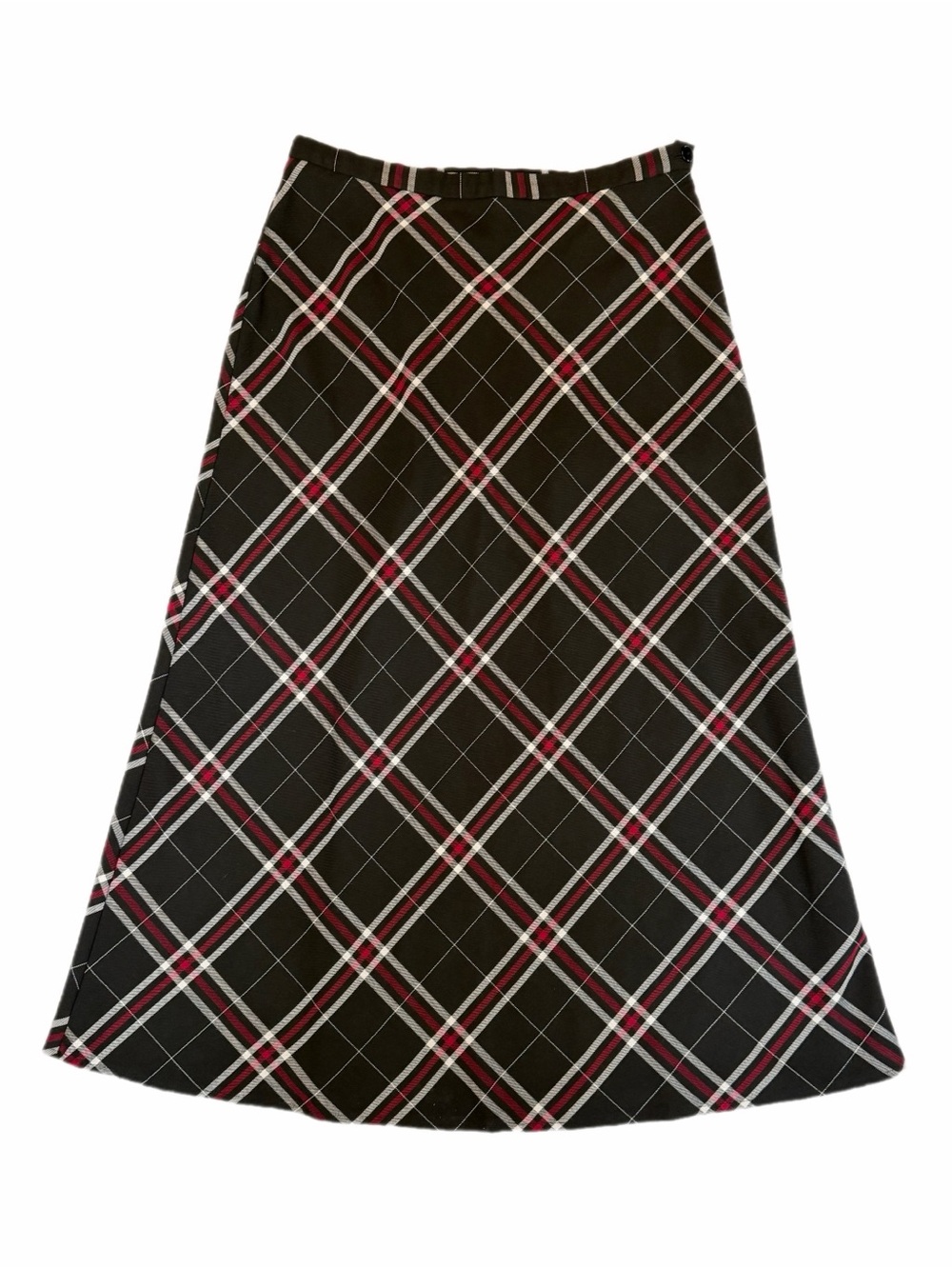 Y2K Vintage Studio C poly/rayon Black Red Plaid A-Line Maxi Skirt Size 14